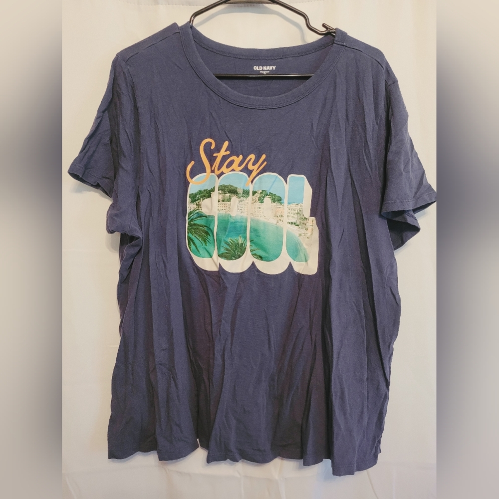 Old Navy Navy Blue Graphic Tee Size 2x. Great For The Summer.